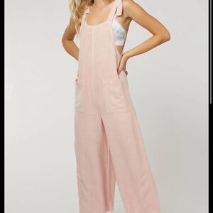 O'Neill Light Pink Wide-Leg Tie-Shoulder Jumpsuit
